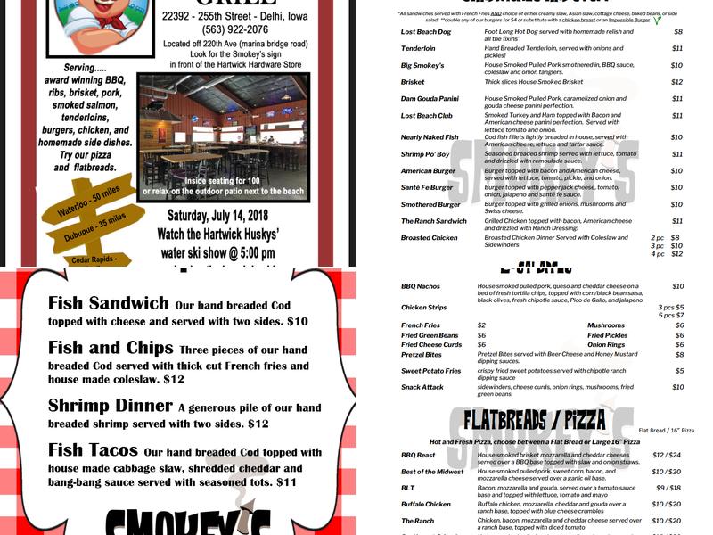 Smokey’s Lost Bar and Grill Menu