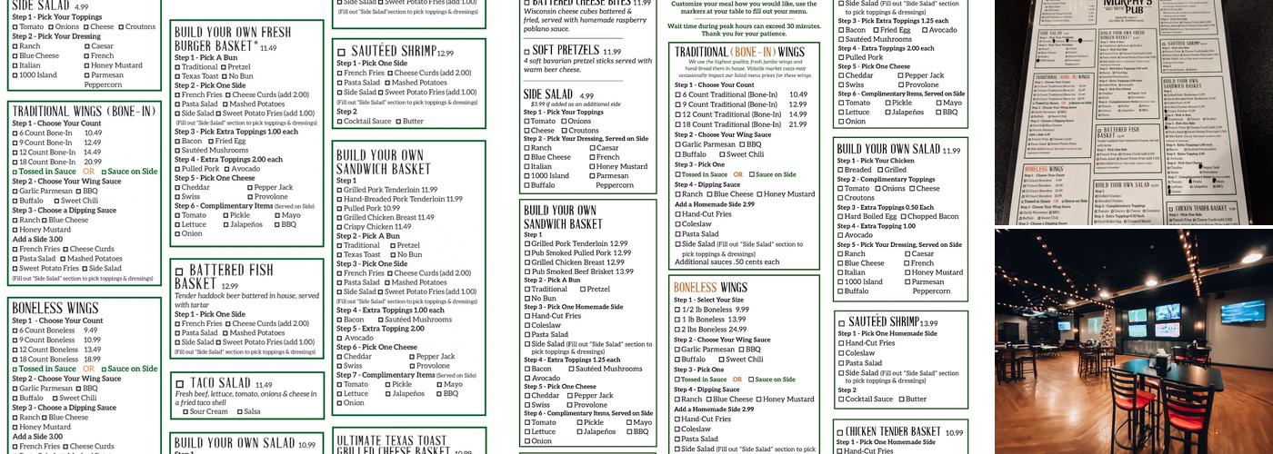 Murphy's Pub DeWitt Menu