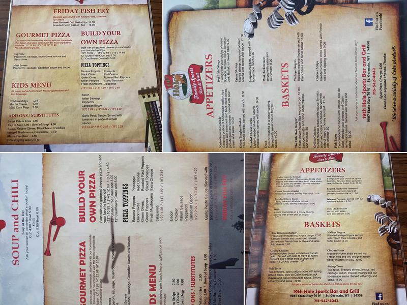19th Hole Sports Bar & Grill Menu