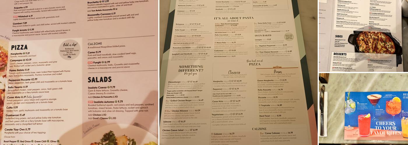 Bella Italia - South Kensington Menu