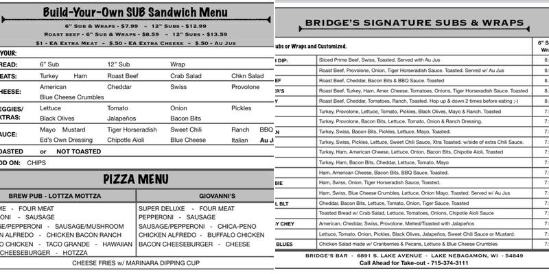 Bridge's Menu