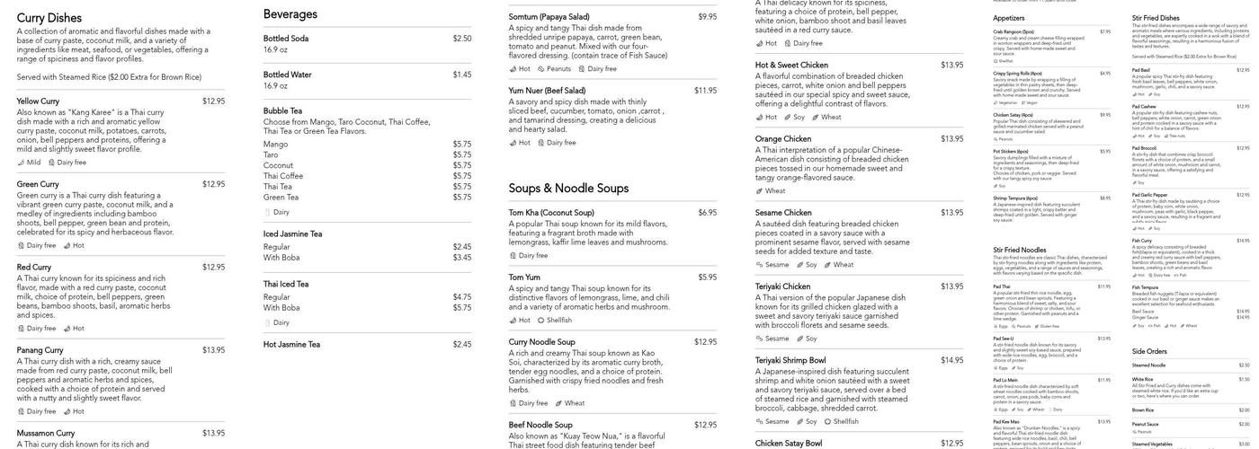 Thai 202 Menu