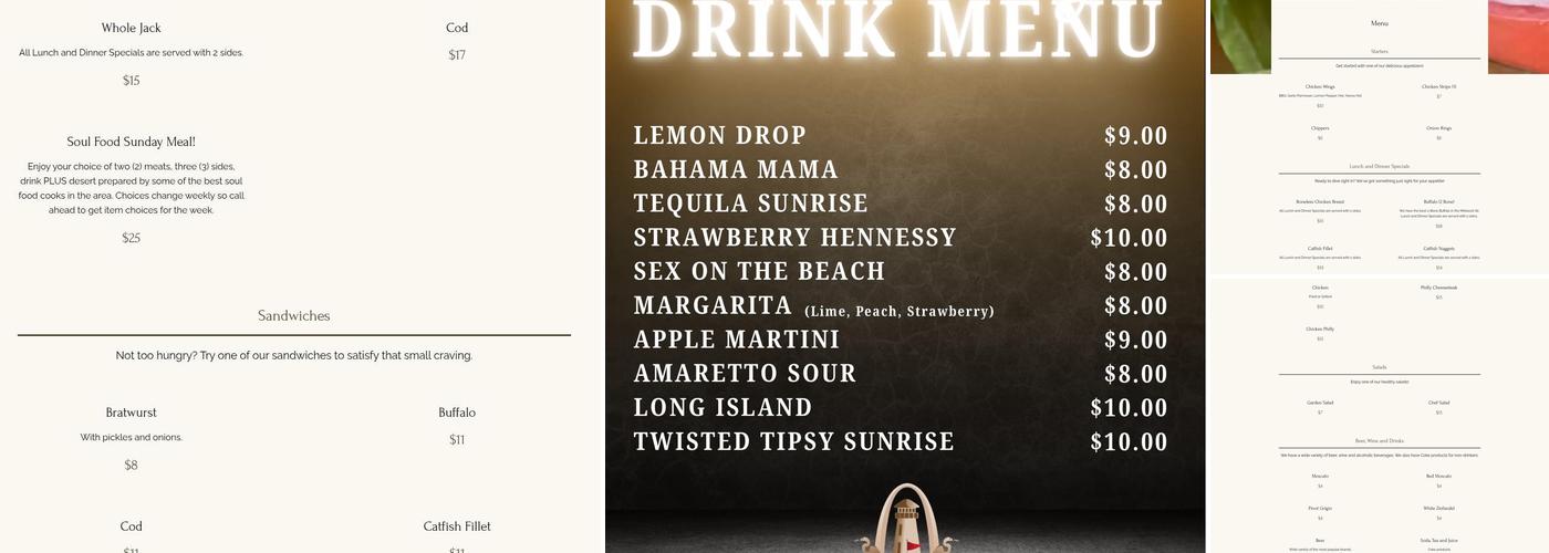 Grand Marais Lighthouse Restaurant Menu