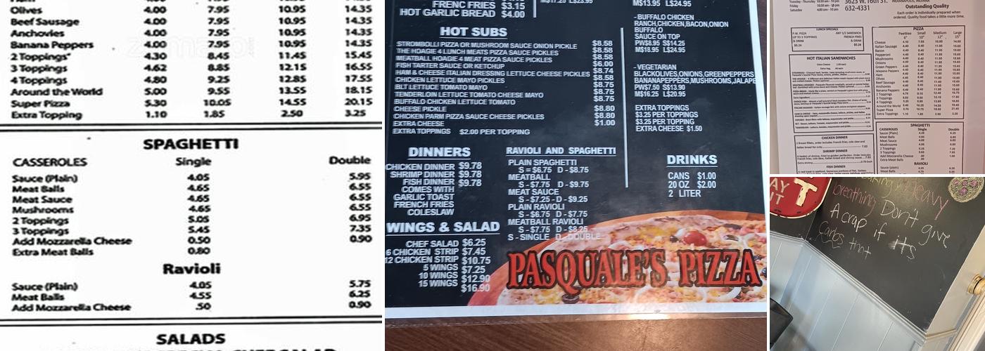 Pasquale's Pizza Menu