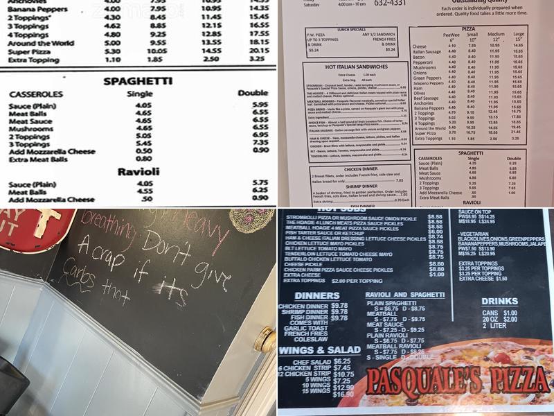 Pasquale's Pizza Menu