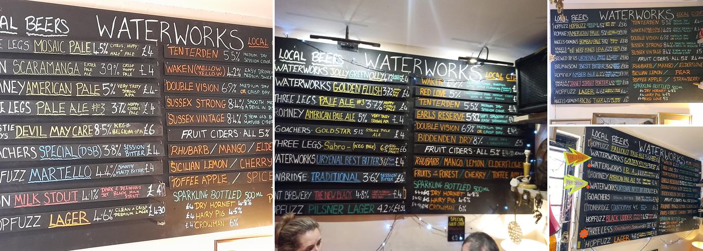 Rye Waterworks Micropub Menu