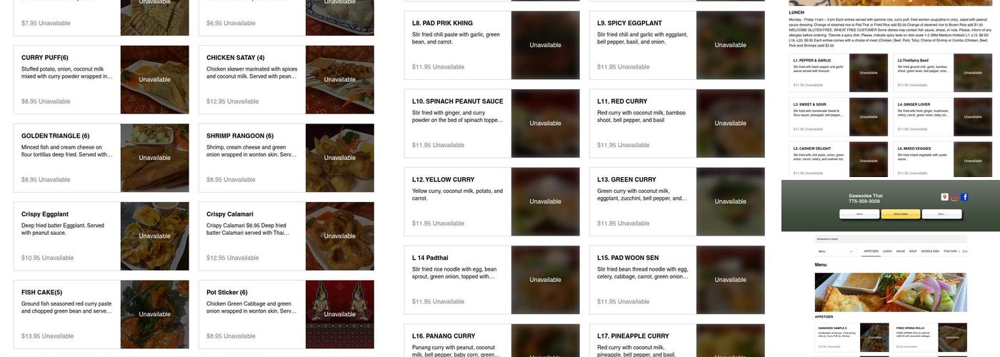 Sawasdee thai Menu