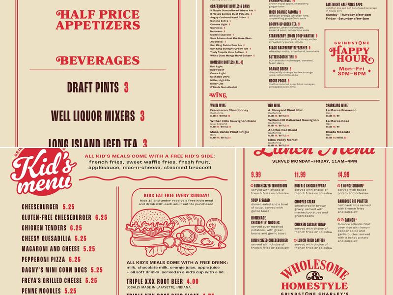 Grindstone Charley's Menu