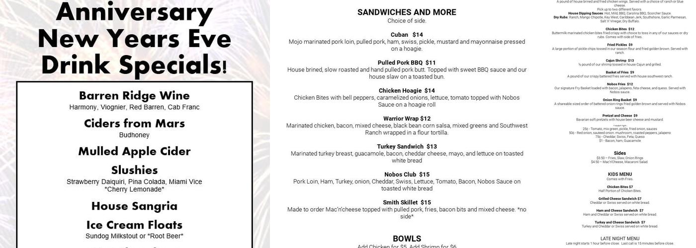 Seven Arrows Brewing Company Menu