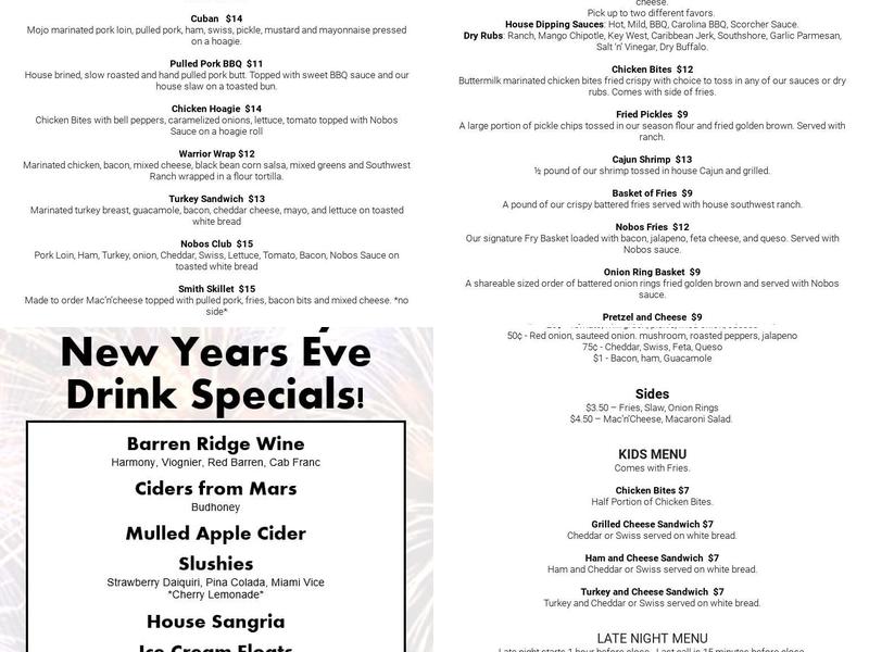 Seven Arrows Brewing Company Menu