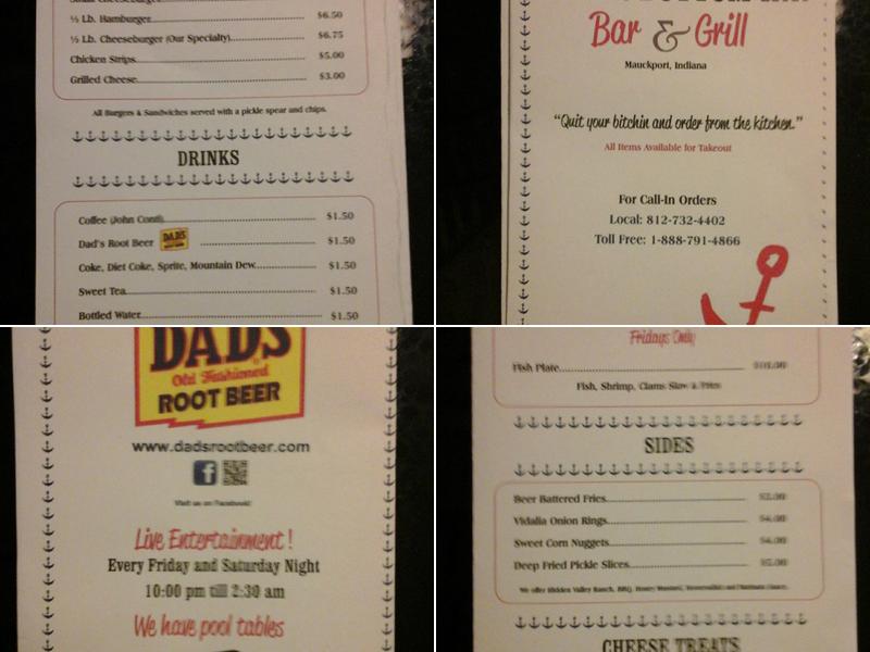 RiverBottom Inn. Menu