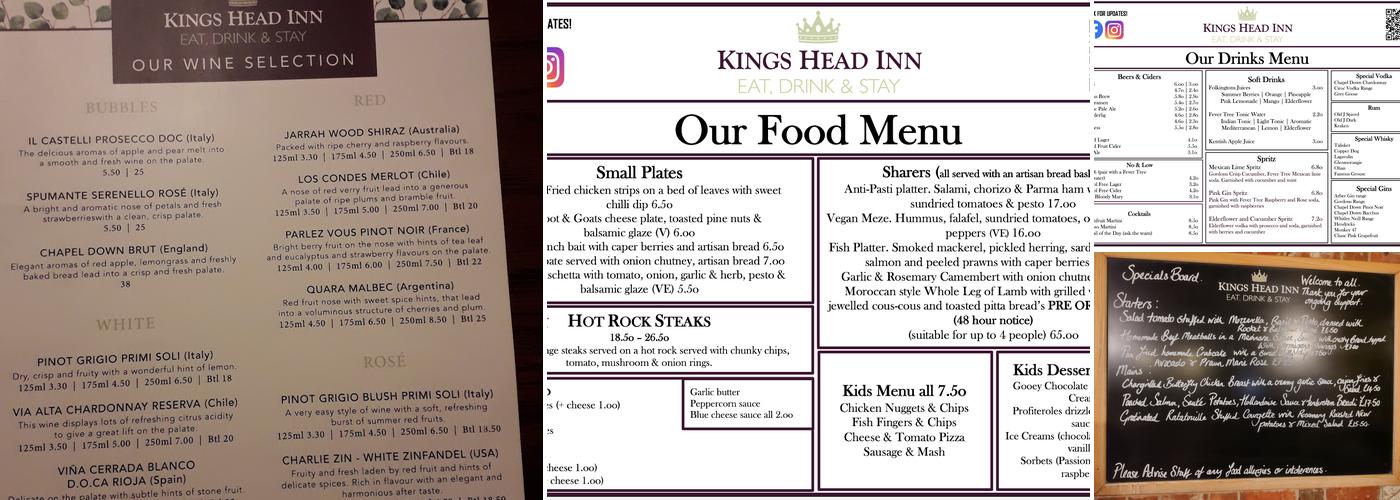 The Kings Head Inn Menu