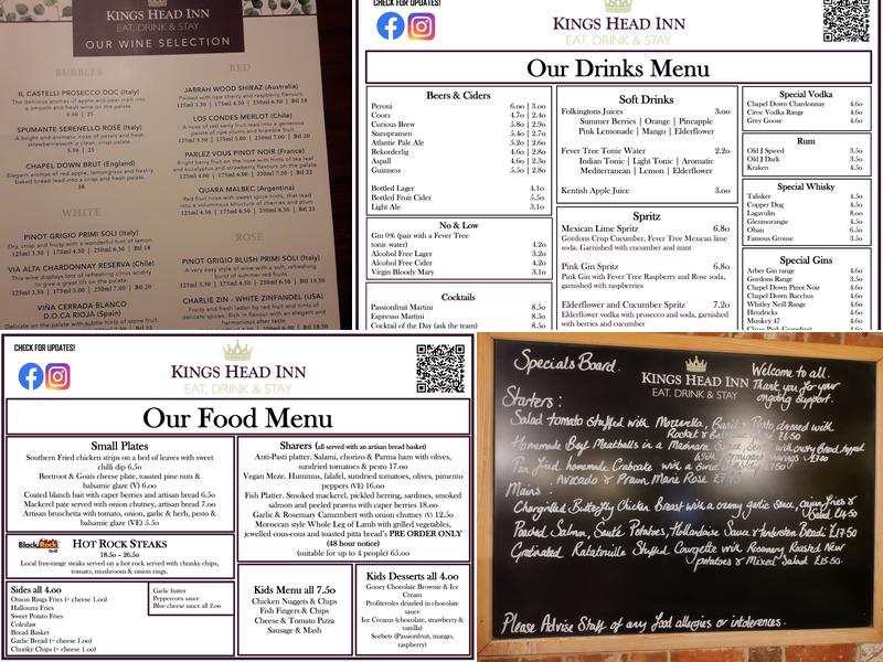 The Kings Head Inn Menu