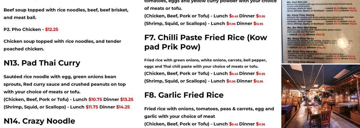 Sala Thai BK Menu