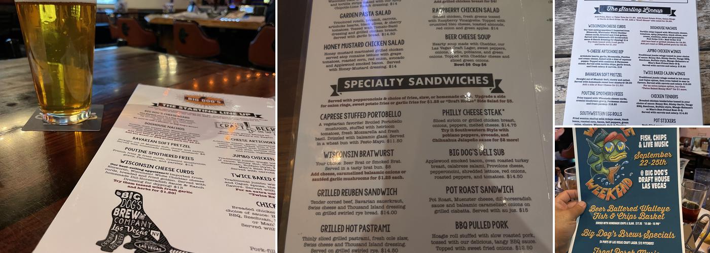 Big Dog's Brewing Company Menu