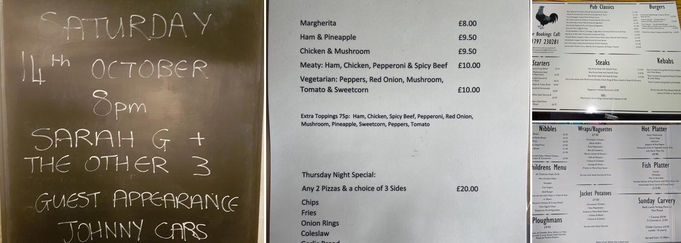 The Cock Inn Menu