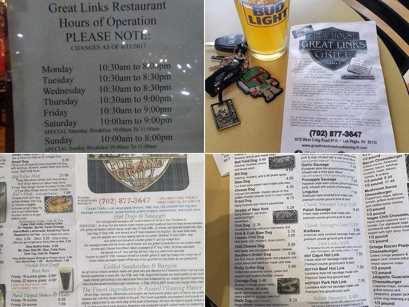 Great Links Brewhouse & Grill Menu