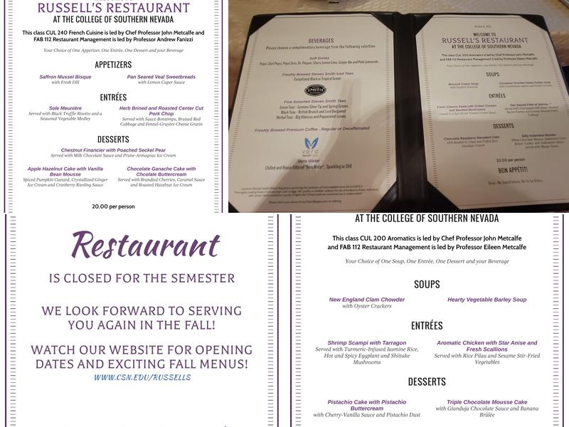 Russell's Restaurant Menu