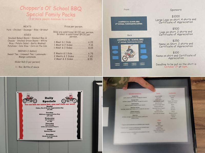 Chopper's Ol' School BBQ Menu