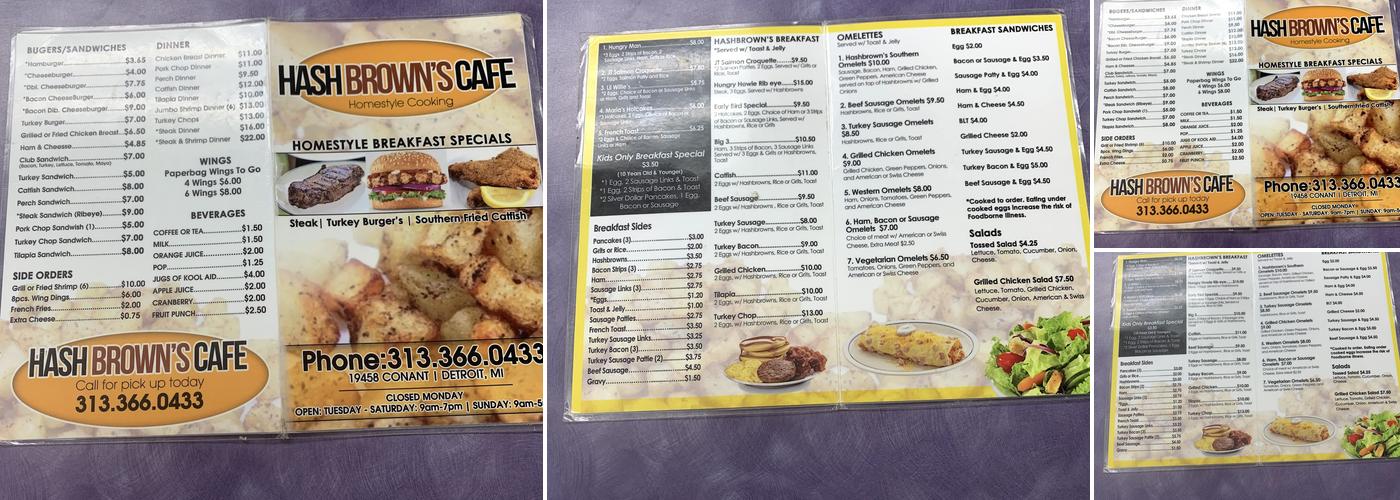 Hashbrowns Cafe Menu
