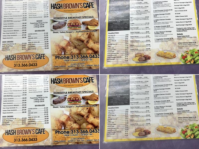 Hashbrowns Cafe Menu