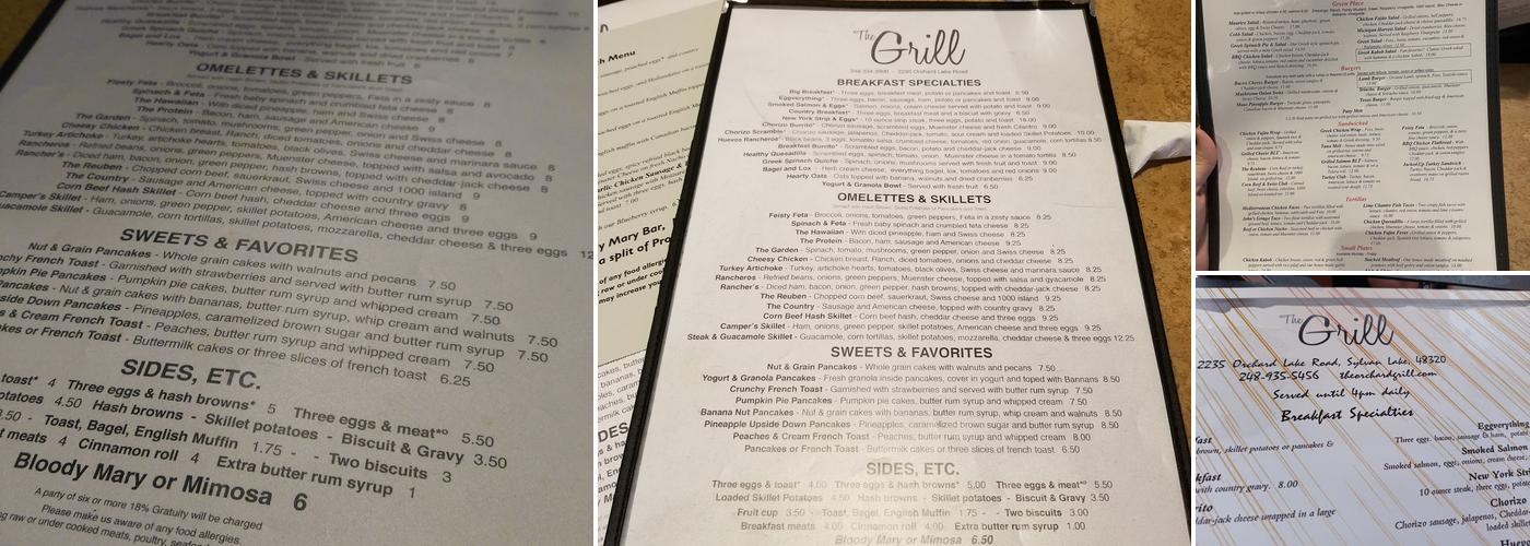 The Grill Menu