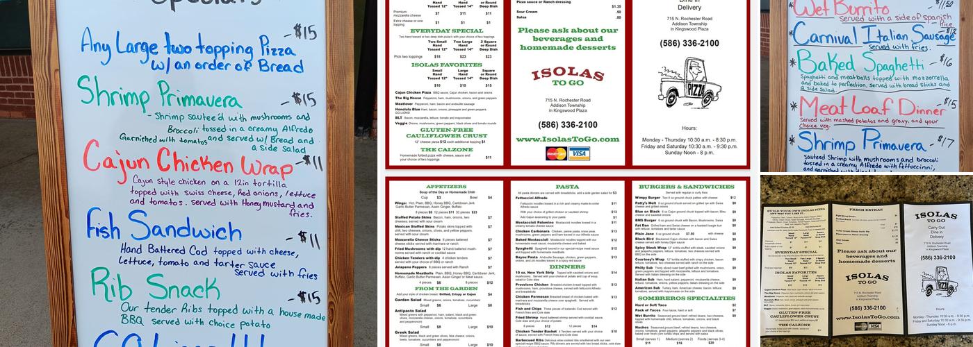 Isolas To Go Menu