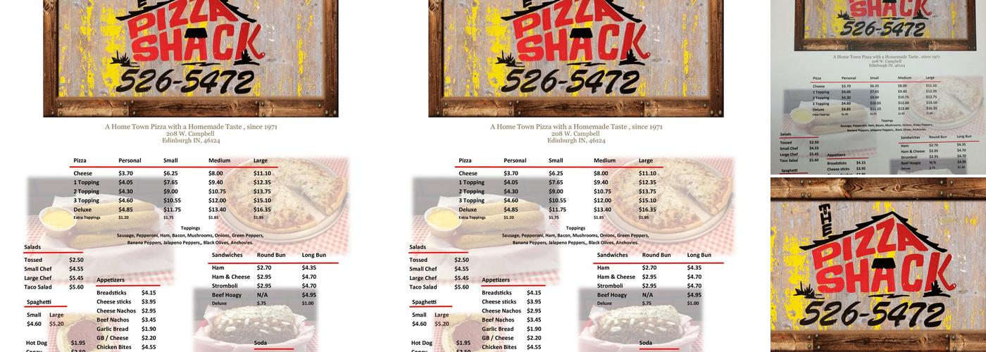 Pizza Shack Menu