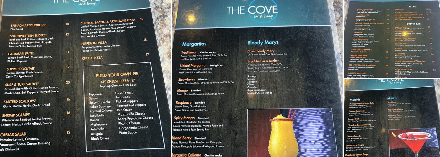The Cove Bar & Lounge Menu