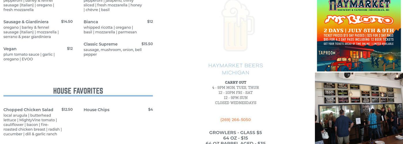 Haymarket Brewery & Taproom Menu