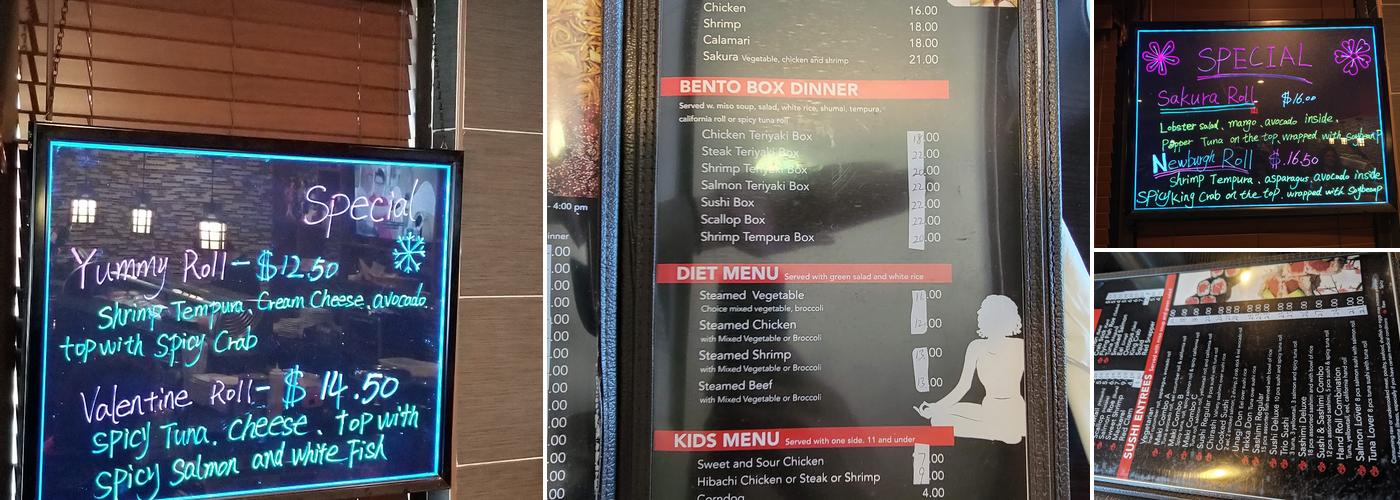 Sakura Japanese Restaurant Menu