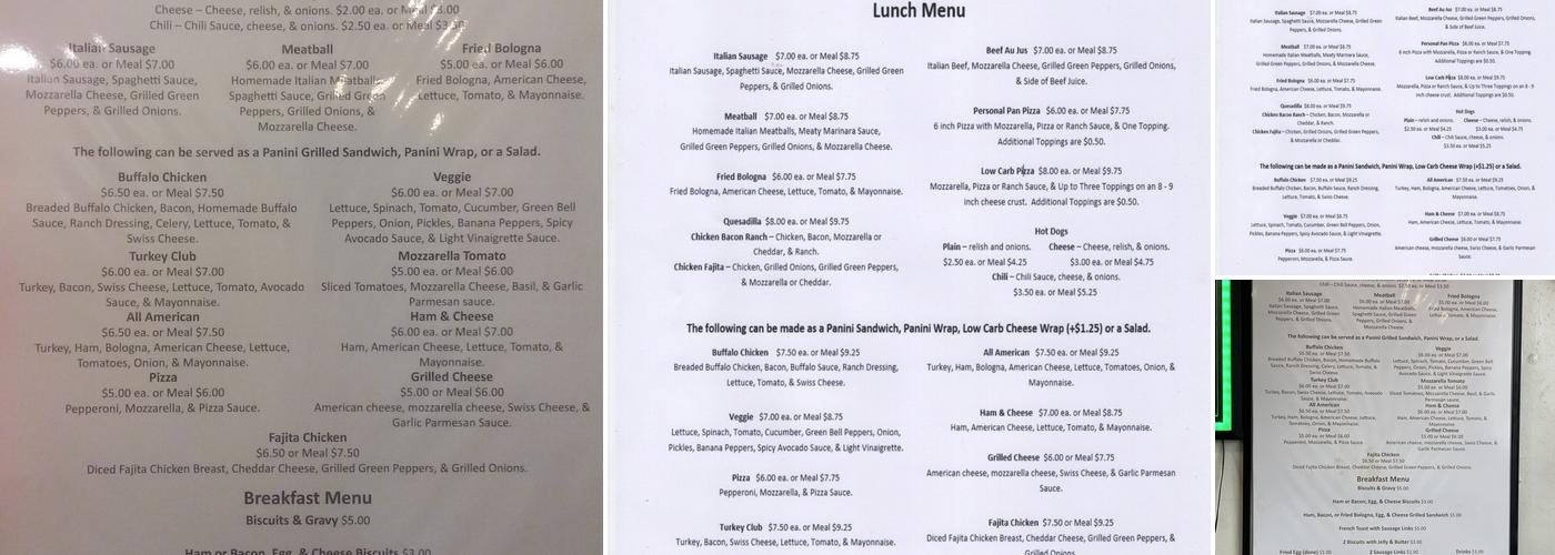 Mike's pit stop Menu