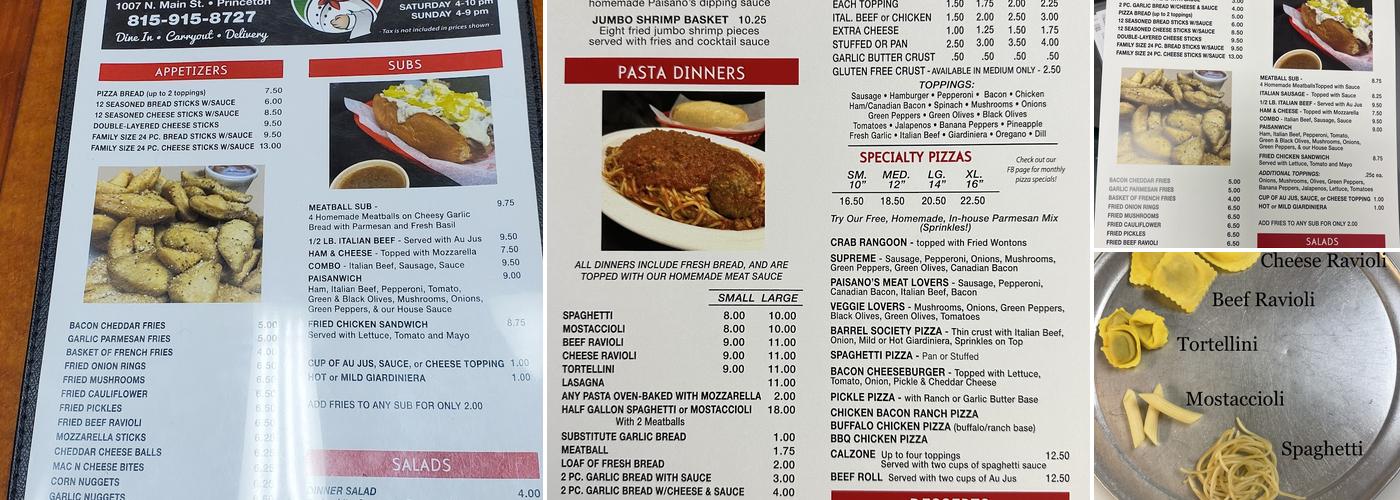 Paisano’s Ristorante Menu