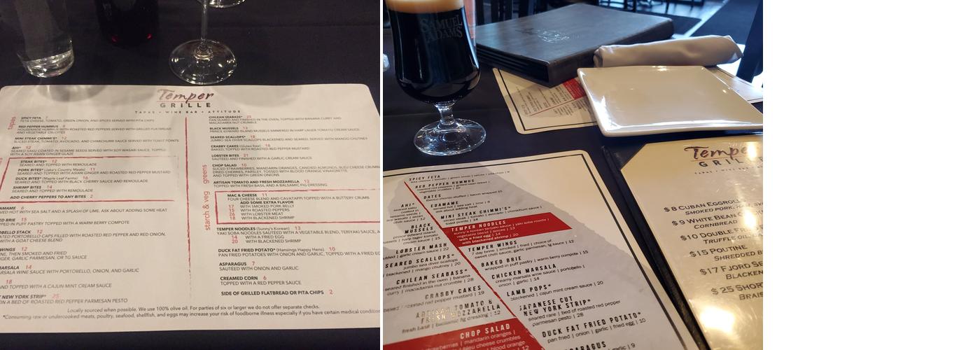 Temper Grille Menu