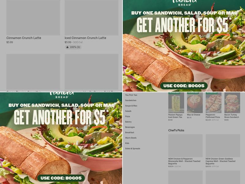 Panera Bread Menu