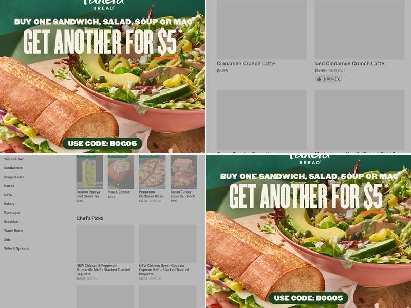 Panera Bread Menu