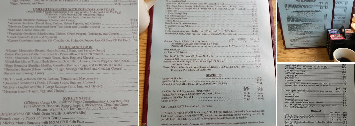 Bert's Breakfast Korner Menu
