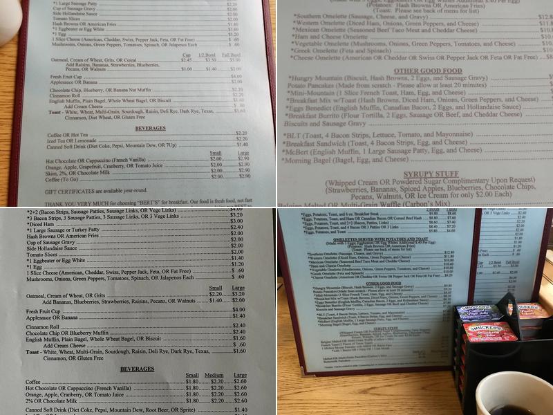 Bert's Breakfast Korner Menu