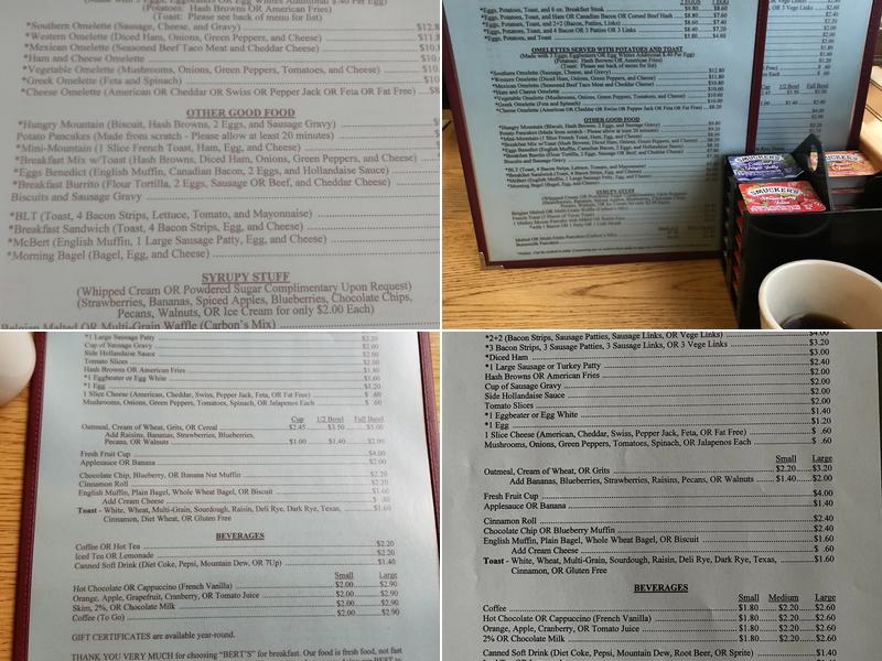 Bert's Breakfast Korner Menu