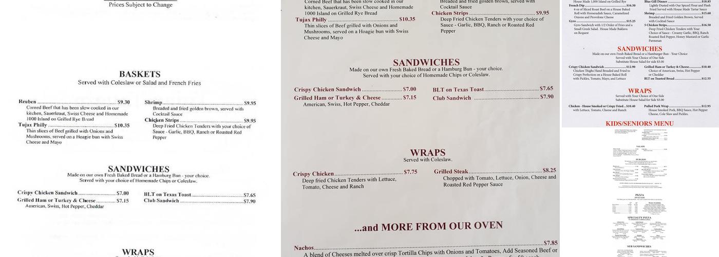 Tujax Tavern Menu