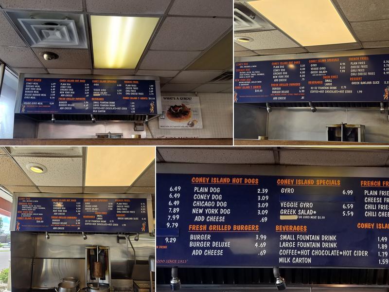 Coney Island Hot Dogs Menu