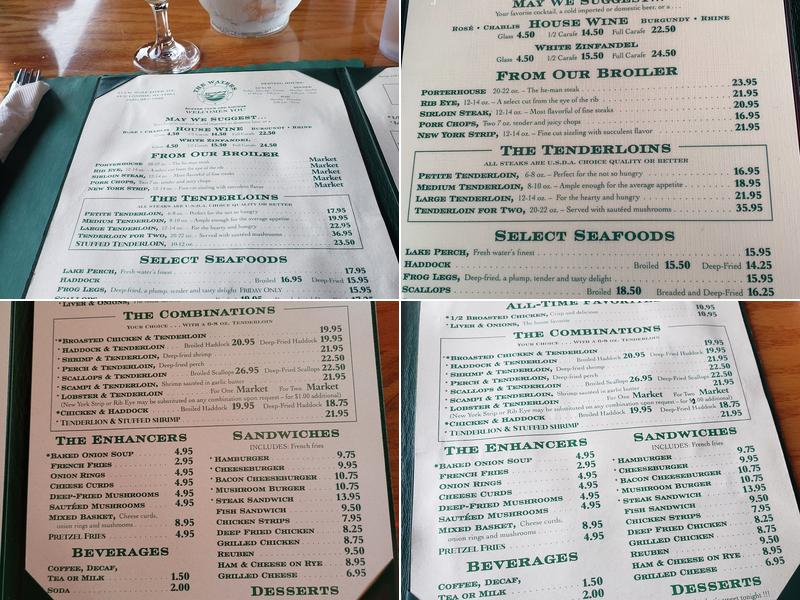 Waters Supperclub Menu