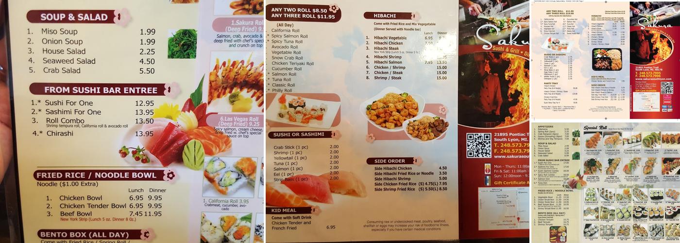 Sakura Sushi Menu