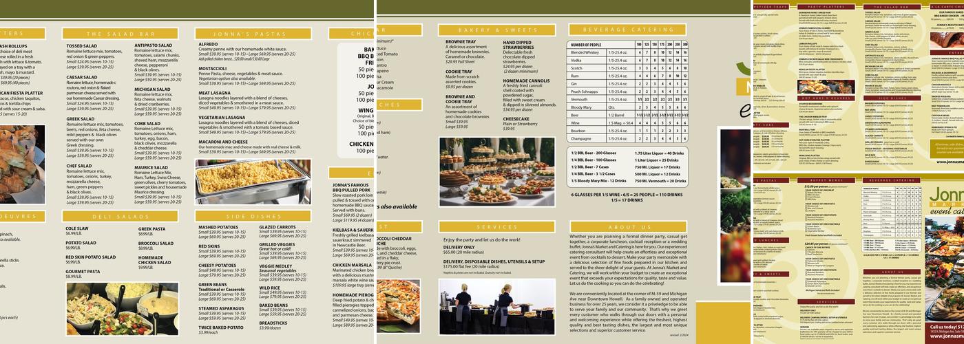 Jonna's Market Menu