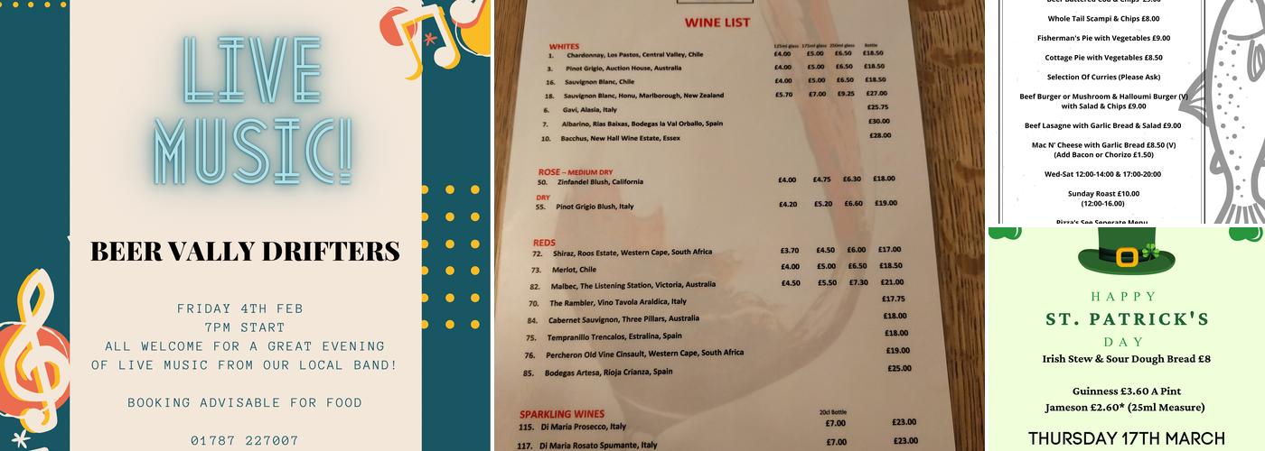 The Lamarsh Lion Menu