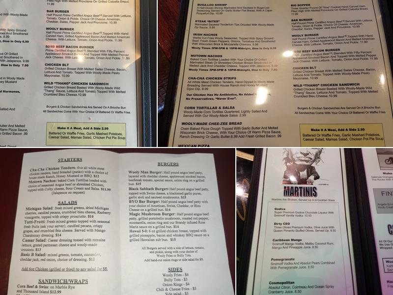 Wooly Bully Menu