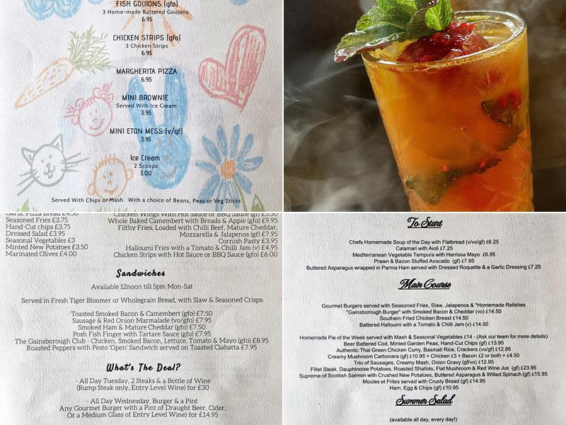 The Gainsborough Pub - Sudbury Menu