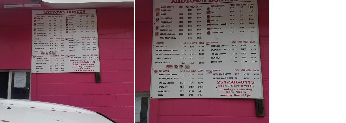 Midtown Donuts Menu