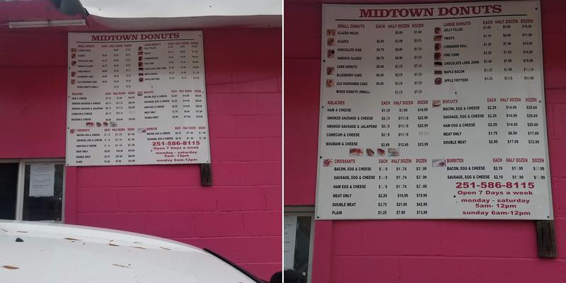Midtown Donuts Menu