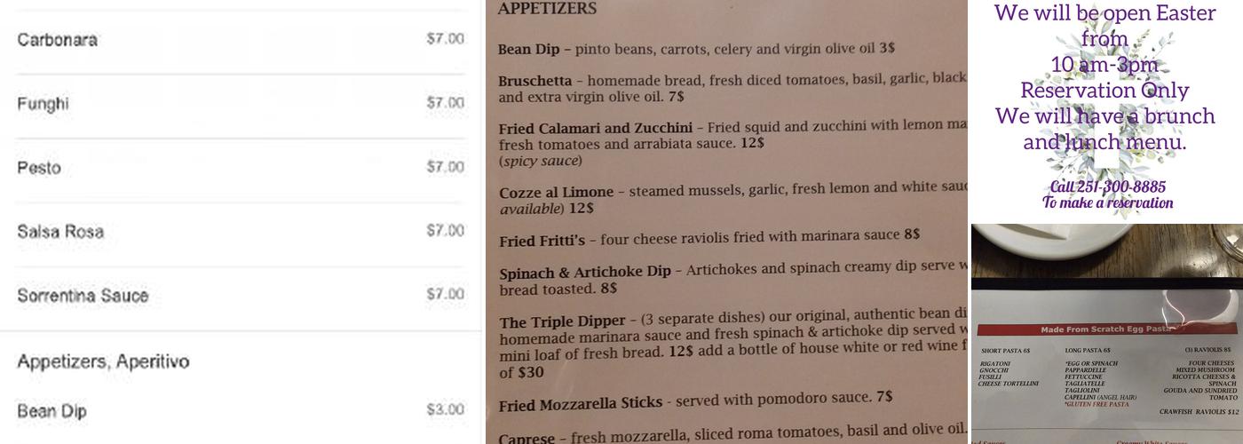 T Marie's Ristorante Italiano Menu